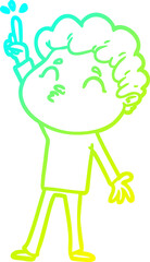 cold gradient line drawing cartoon man pouting