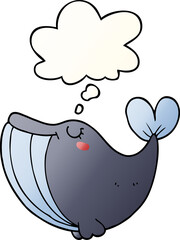 cartoon whale and thought bubble in smooth gradient style