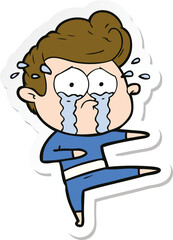 sticker of a cartoon crying dancer