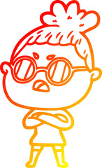 warm gradient line drawing cartoon annoyed woman