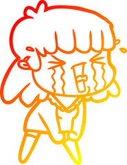 warm gradient line drawing cartoon woman