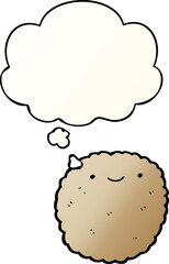 cartoon biscuit and thought bubble in smooth gradient style