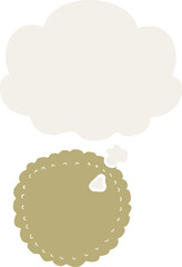 cartoon biscuit and thought bubble in retro style