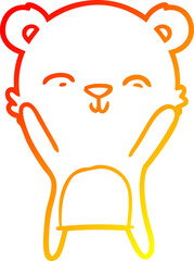 warm gradient line drawing happy cartoon polar bear