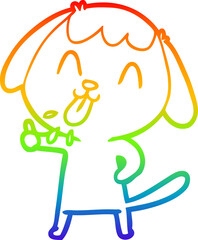 rainbow gradient line drawing cute cartoon dog