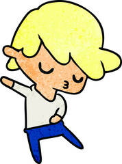 textured cartoon of kawaii cute boy