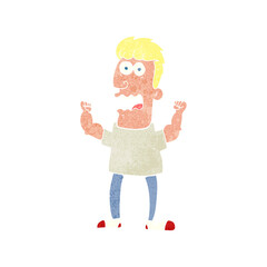 retro cartoon stressed man