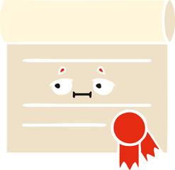 flat color retro cartoon certificate