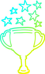 cold gradient line drawing cartoon sports trophy