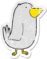 distressed sticker of a cartoon bird