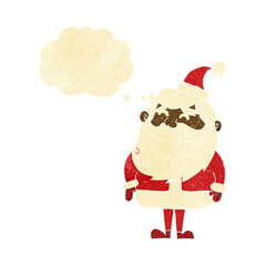 cartoon santa claus with thought bubble