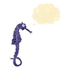 cartoon sea horse with thought bubble