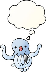 cartoon jellyfish and thought bubble in smooth gradient style
