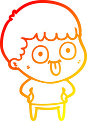 warm gradient line drawing cartoon dumb kid