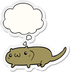 cartoon cat and thought bubble as a printed sticker