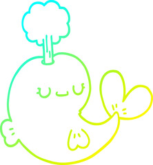 cold gradient line drawing cute cartoon whale