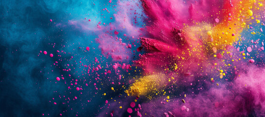 Colored powder explosion. Colorful rainbow Holi paint splash.  Hindu festival of colors. - obrazy, fototapety, plakaty