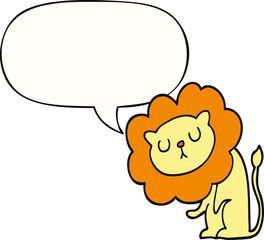 cute cartoon lion and speech bubble