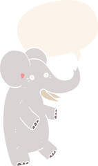 cartoon elephant and speech bubble in retro style