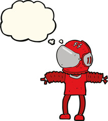 cartoon astronaut with thought bubble