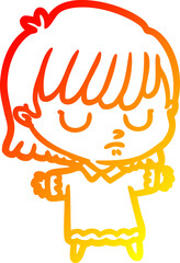 warm gradient line drawing cartoon woman