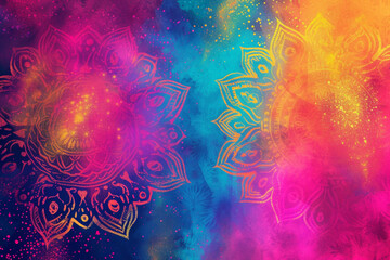 Abstract colorful background for Holi festival of colors in India. Holi color powder. Spring, happiness.