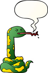 cartoon hissing snake and speech bubble in smooth gradient style