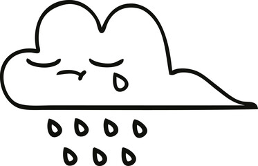 line drawing cartoon storm rain cloud