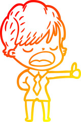 warm gradient line drawing cartoon woman talking