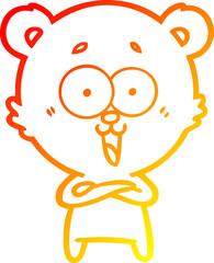 Obraz premium warm gradient line drawing laughing teddy bear cartoon
