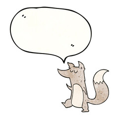 speech bubble textured cartoon little wolf
