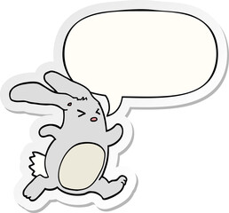 cartoon rabbit and speech bubble sticker