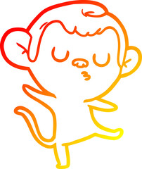 warm gradient line drawing cartoon monkey