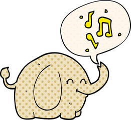 cartoon trumpeting elephant and speech bubble in comic book style