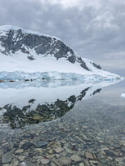 A huge high breakaway glacier in the southern ocean off the coast of Antarctica, the Antarctic...