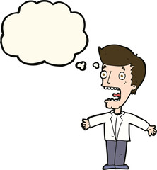cartoon screaming man with thought bubble