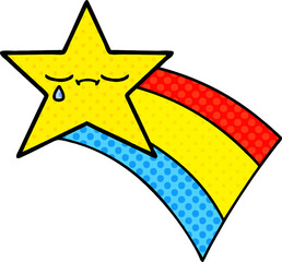 comic book style cartoon shooting rainbow star