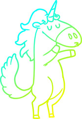 cold gradient line drawing cartoon unicorn