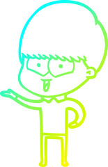 cold gradient line drawing cartoon happy boy