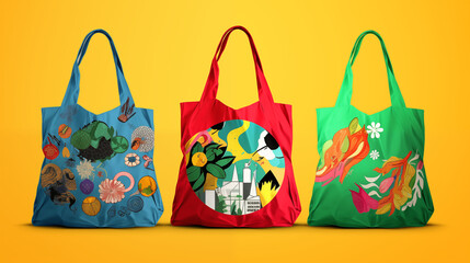 Colorful Pop Art Reusable Bags with Marine Life Illustrations
