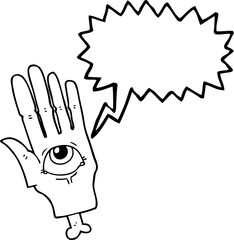 speech bubble cartoon spooky eye hand