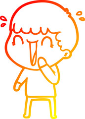 warm gradient line drawing laughing cartoon man