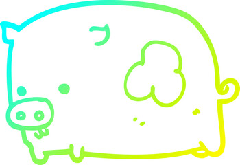 cold gradient line drawing cartoon pig