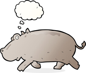 cartoon hippopotamus with thought bubble