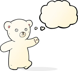 cartoon polar bear cub with thought bubble