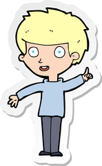 sticker of a cartoon boy with idea