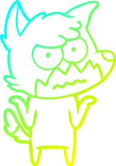 cold gradient line drawing cartoon annoyed fox