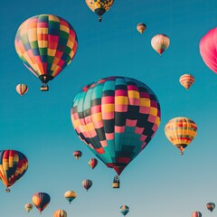 Fototapeta premium Colorfull hot air balloons at blue sky