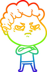 rainbow gradient line drawing cartoon angry man