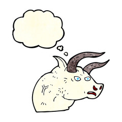 cartoon angry bull head with thought bubble
